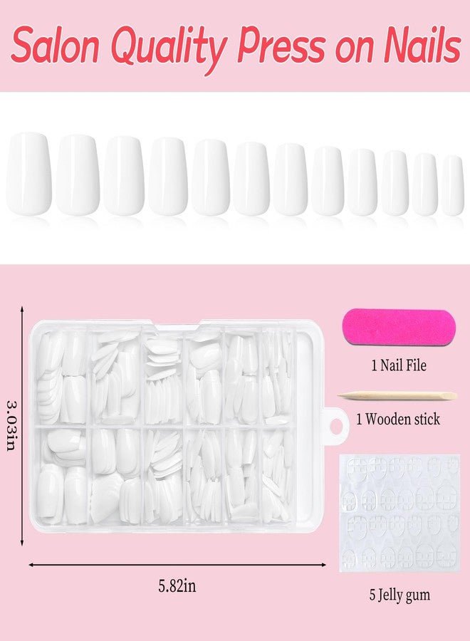Lifextol 240pc White Coffin Press on Nails Short Fake Nails Press ons for Women Acrylic Nail Presson Nail&Glue Tabs, Short White Fingernails Coffin False Fingernail Tip Stick on Artificial Fingernail - Image 5